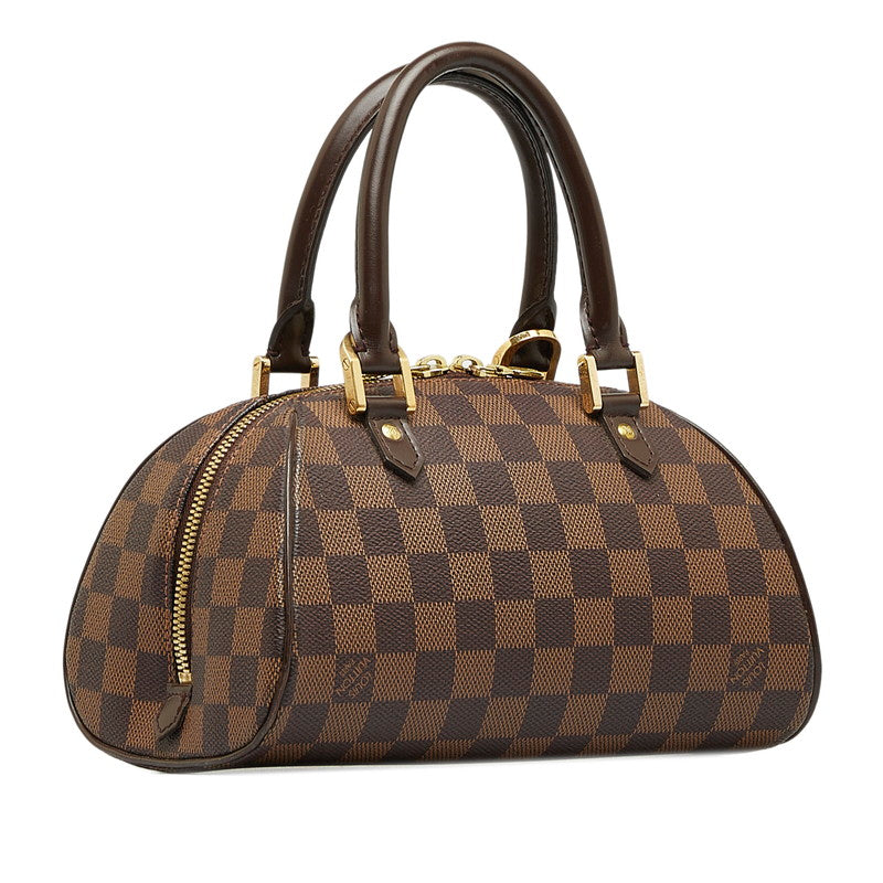 Louis Vuitton Damiere Rivera Mini Handbags Mini Boston Bag N41436 Brown PVC Leather Ladies Louis Vuitton