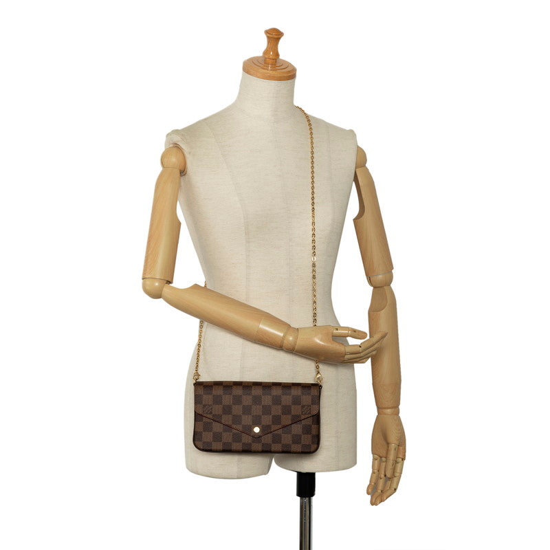 Louis Vuitton Damier Pochette N63032 Shoulder Bag Leather Brown