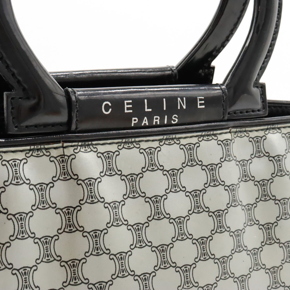 Celine Macadamia Bag Handbag Vinyl Patent Leather Silver Black Black Blue Blue/Mosada Quality