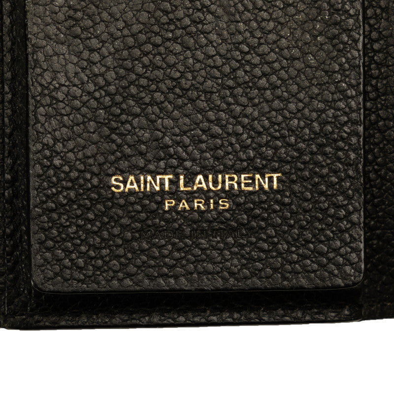 Saint Laurent 6 Key Holder in Grain Calf Leather Black 613334