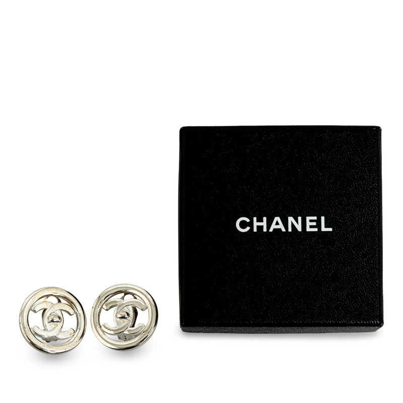 Chanel Vintage Cocomark Whiteboard Rock Earring Silver Metal  Chanel