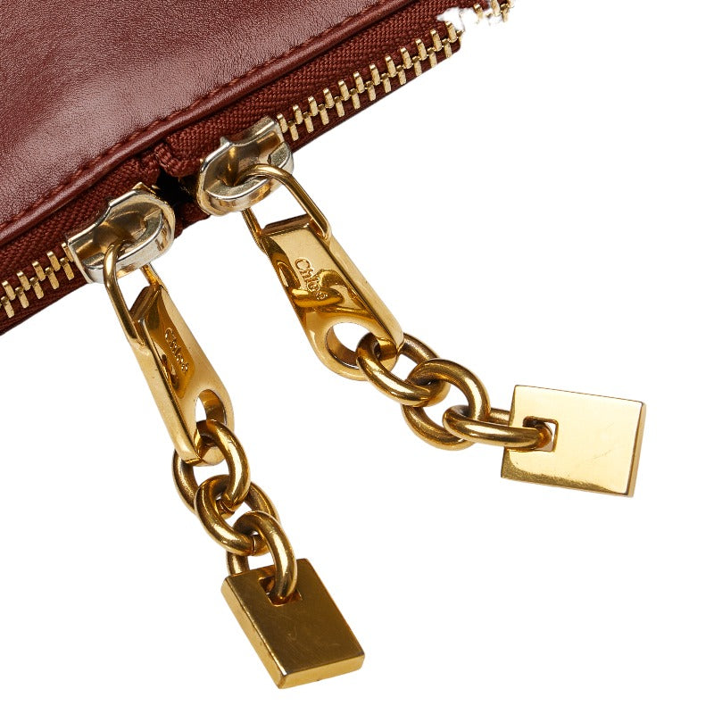 Chloe Chain Chain Shoulder Bag Brown Leather  Chloe