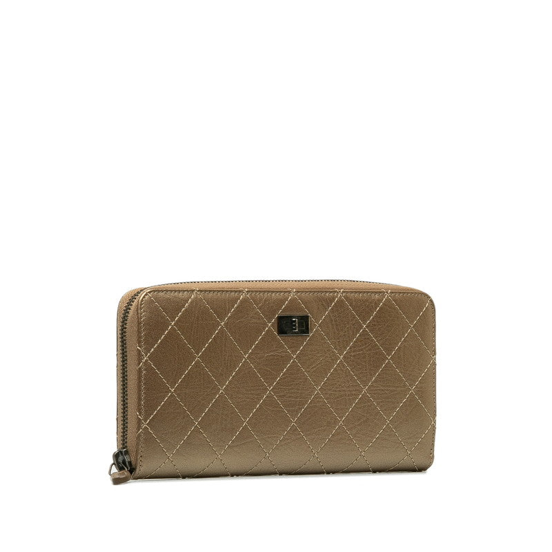 Chanel Matrace 2.55 Bronze Roundfassner Long Wallet Gold Leather Lady Chanel