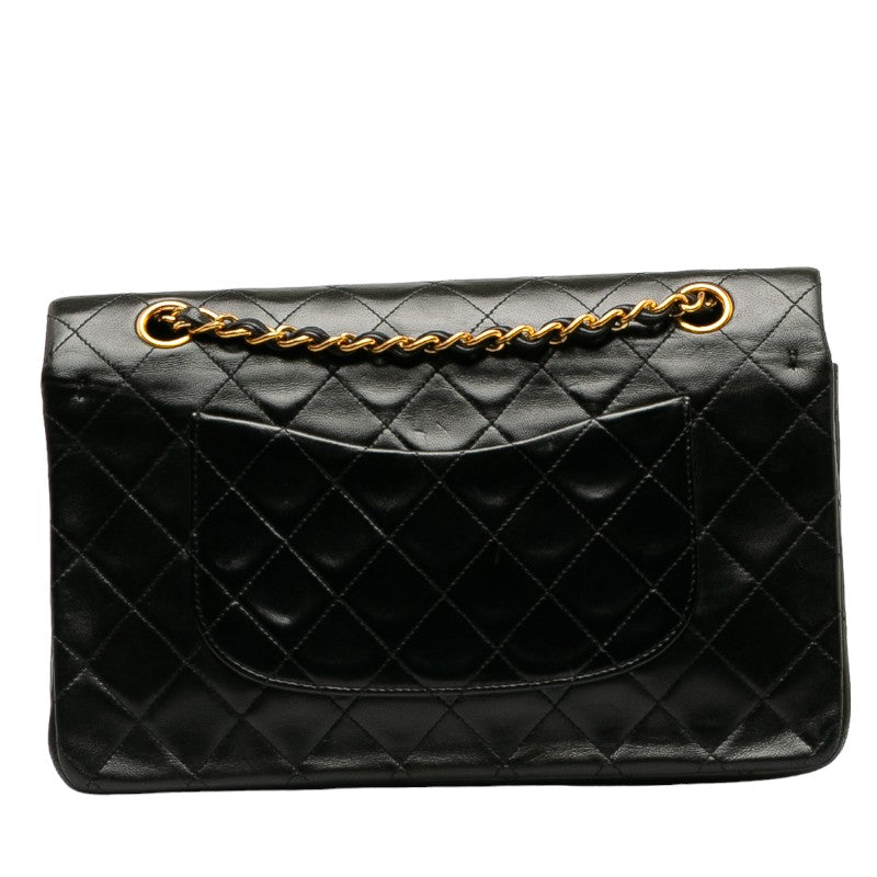 Chanel Matrases 25 Double Flap Chain Shoulder Bag Black Leather  Chanel
