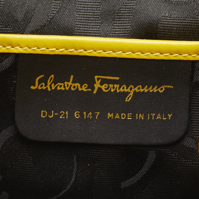 Salvatore Ferragamo Gantsini Backpack DJ-21 6147 Yellow  Leather  Salvatore Ferragamo