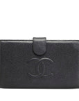 CHANEL CHANEL Large Cocomark Double Folded Wallet Caviar Skin Black Lady Cave