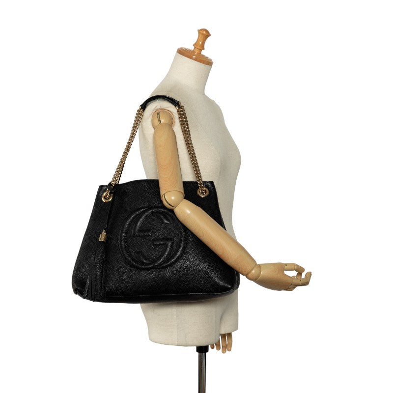 Gucci Interlocking G Soho Chain Shoulder Bag Tooth Bag 308982 Black Leather Ladies Gucci [Ginzo Paris] Happy Market Shop