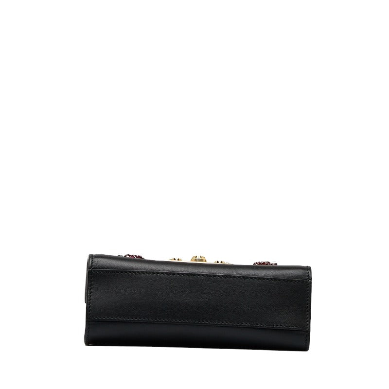 GUCCI Gucci 432182 Shoulder Bag Leather/Line Stone Black
