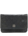 Chanel Matrasse  Canvas Chain Wallet Black Silver Gold  19th
