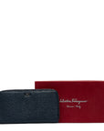 Salvatore Ferragamo Double Folded Wallet Long Wallet Navi Leather Ladies Salvatore Ferragamo