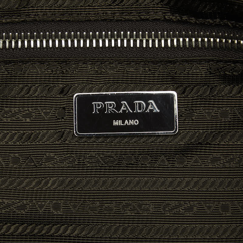 PRADA Nylon Tote Bag Geometric Pattern Ladies Brown Black