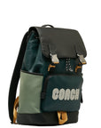 Coach Rucksack Backpack C6656 Green Black Nylon Leather