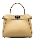 FENDI Selleria Peekaboo Mini Handbag in Leather Beige 8BN244