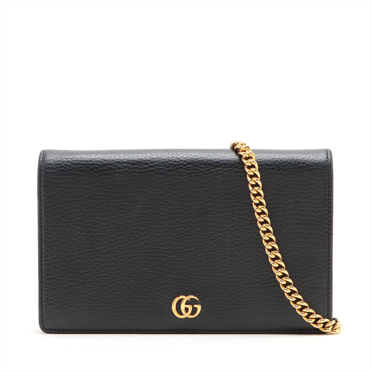 Gucci GG Marmont 皮革鏈條錢夾 黑色 497985