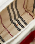 Barbary Nova Check Rope Handle Handbag Red White Canvas Leather  Burberry