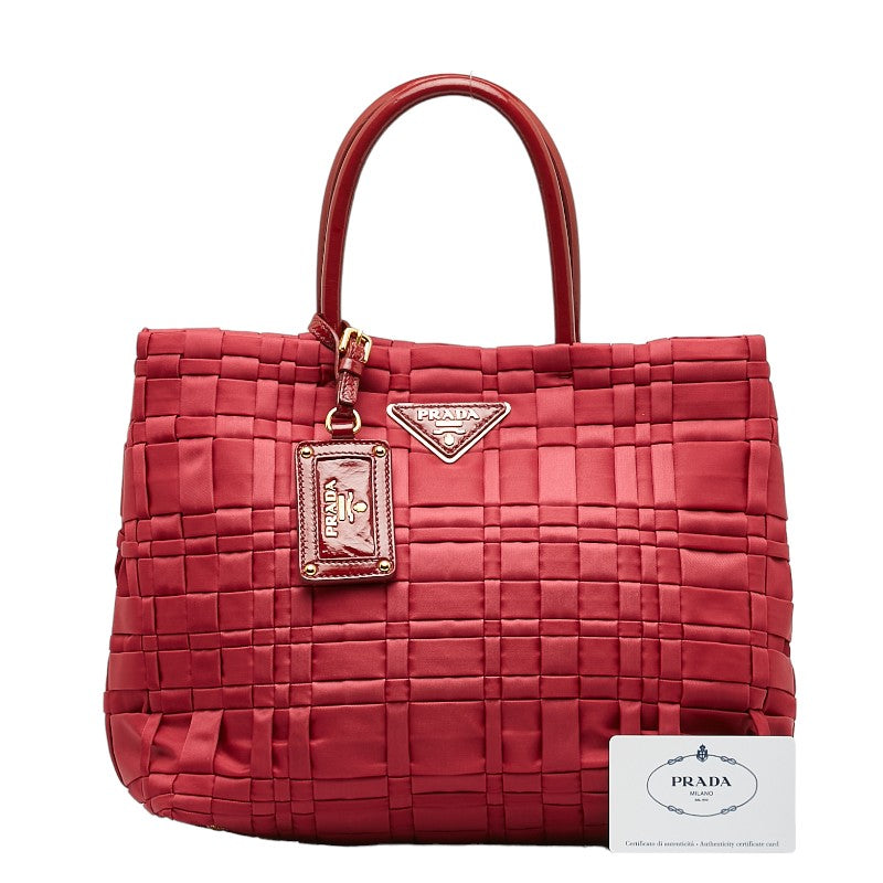 Prada Handbag BN1653 Pink Nylon Patent  Lady Prada