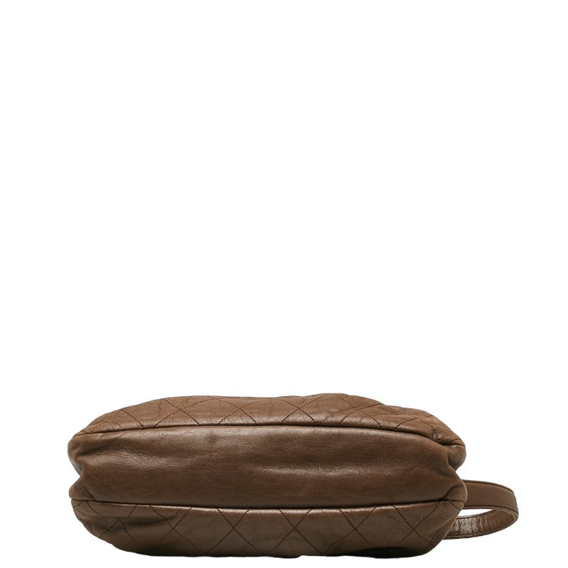 Chanel Matrasse Logo Silver Gold  One-Shoulder Bag Brown   CHANEL