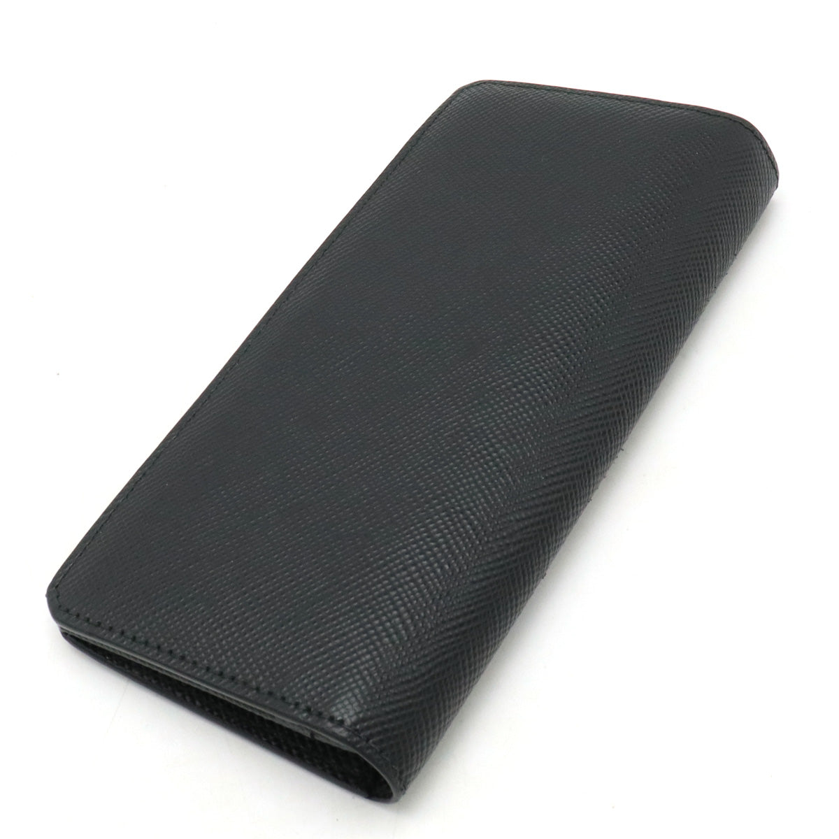 PRADA PRADA SAFFIANO CUIR C Double Folded Wallet Two Folded Wallet Sapphire Leather NERO Black Silver  Domestic Boutique Purchases 2MV836