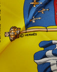 Hermes Carré 90 Pavouis Ship Flagship Scarf Yellow Multicolor Silk Ladies Hermes