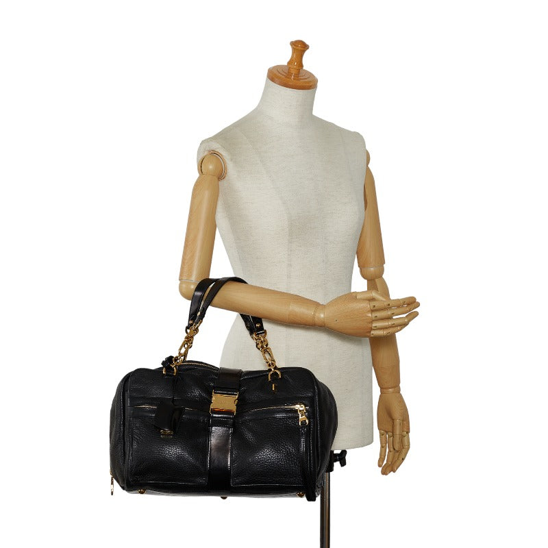 ROEVE MADRID MADRID Gold  Chain Handbags Shoulder Bag 060812 Black Leather Ladies LOEWE