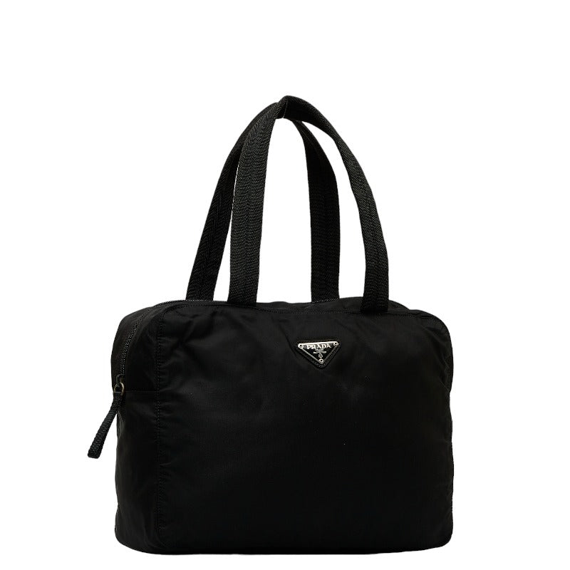 Prada Triangle Logo Plate Handbag Torch Bag B8993 Black Nylon  Prada