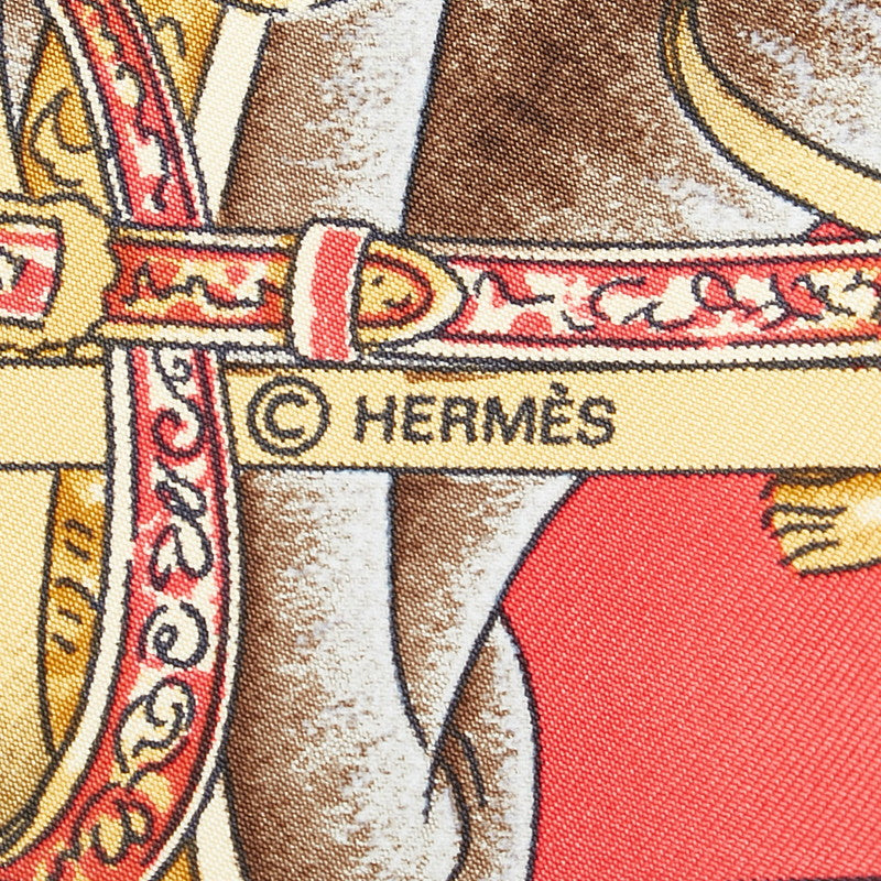 Hermes Carré 90 PREENTATION de CHEVAVX Horse Presentation Scarf Red Multicolor Silk  Hermes