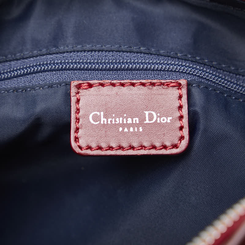 Dior Dior Trotter Handbags Leather/Jaguar Navi Wine Red Ladies Ride