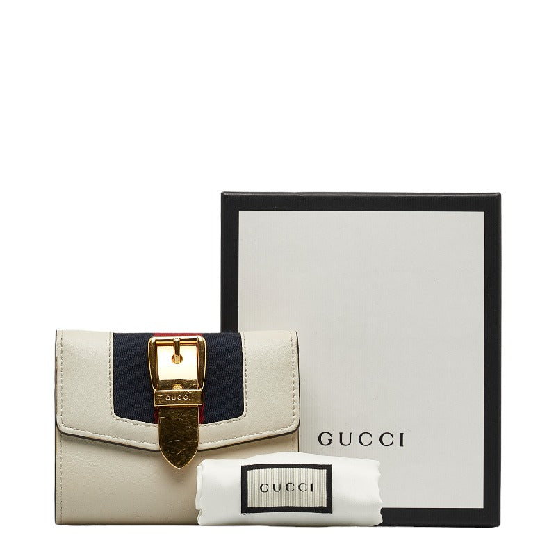 Gucci Silver Wallet Double Folded Wallet White Gold Leather  Gucci Gucci
