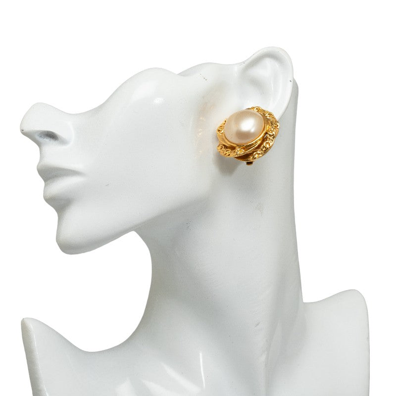 Chanel 珍珠耳環 金色 Chanel 耳環