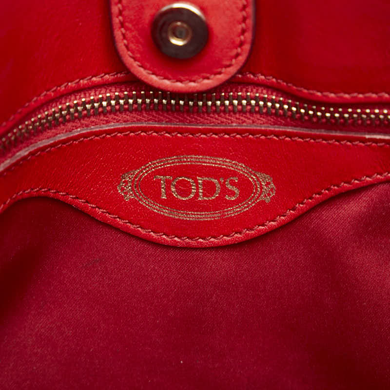 TOD&#39;S Tote Handbag Shoulder Bag Leather Red Ladies