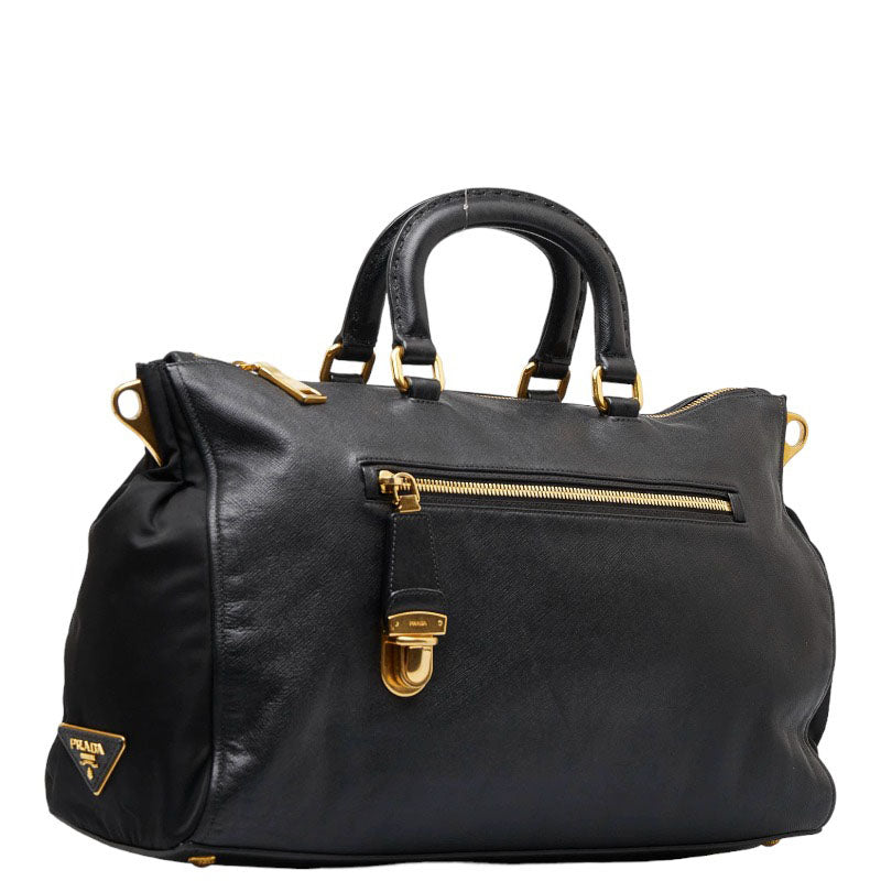 Prada Gold  Handbags Black Laser Nylon Ladies Prada