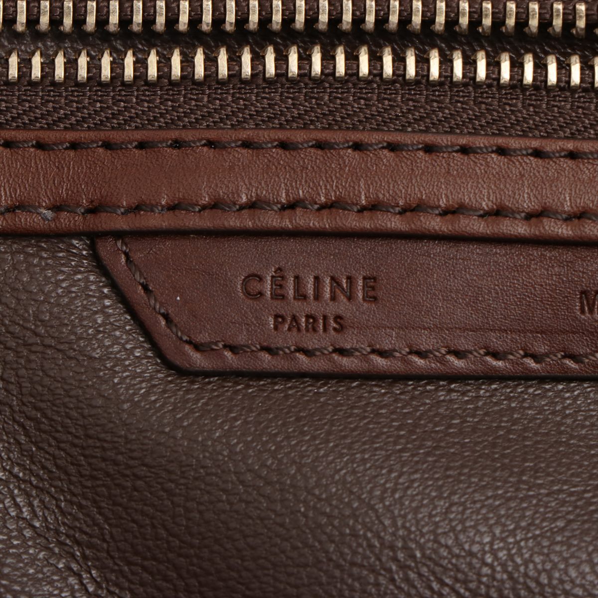 Celine Luggage 迷你皮革手提包 棕色 灰色