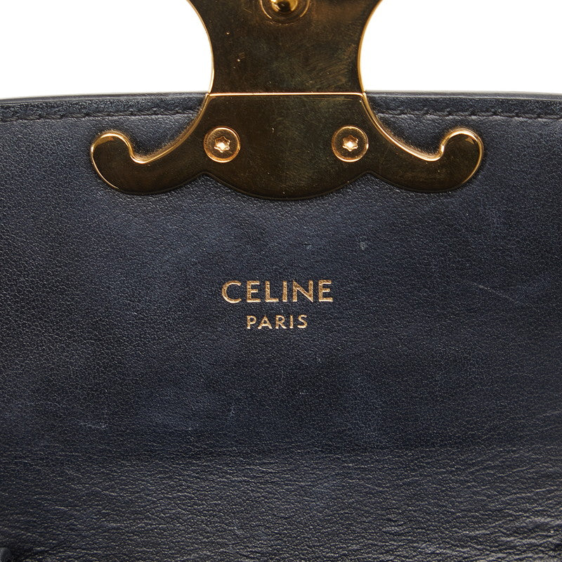 Celine teen trionf mini sliding shoulder bag black leather ladies Celine