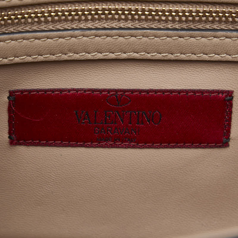 Valentino Rockstars Flower Chain Shoulder Bag Pink Beige Leather  Valentino