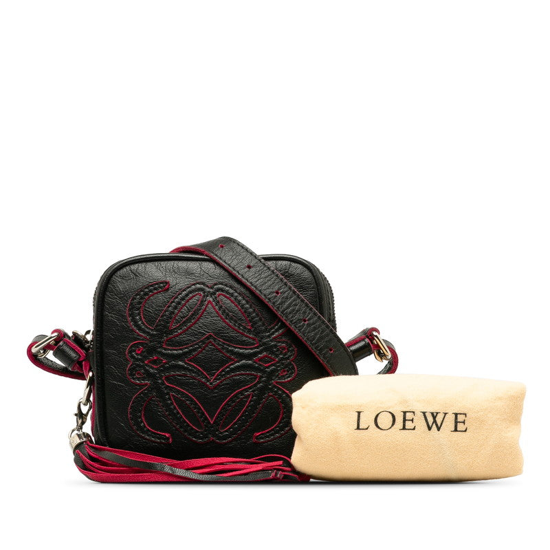 LOEWE Anagram Shoulder Bag in Leather Black Pink