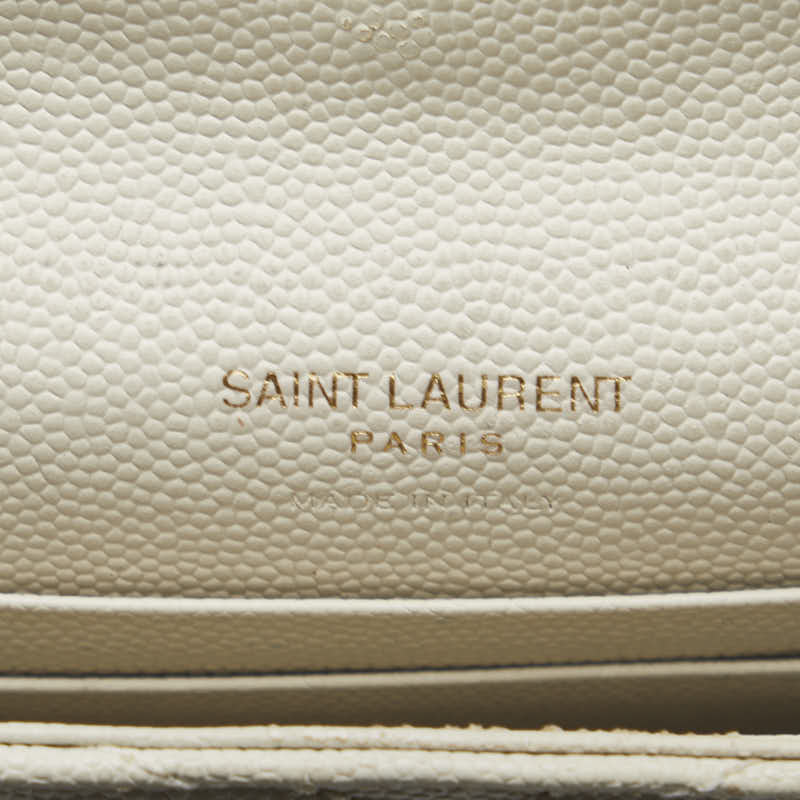 Saint Laurent Envelope Wallet in Grained Leather Ivory