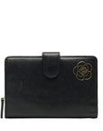 CHANEL CAMERIA COCOMARK Folding Wallet Black Leather  CHANEL