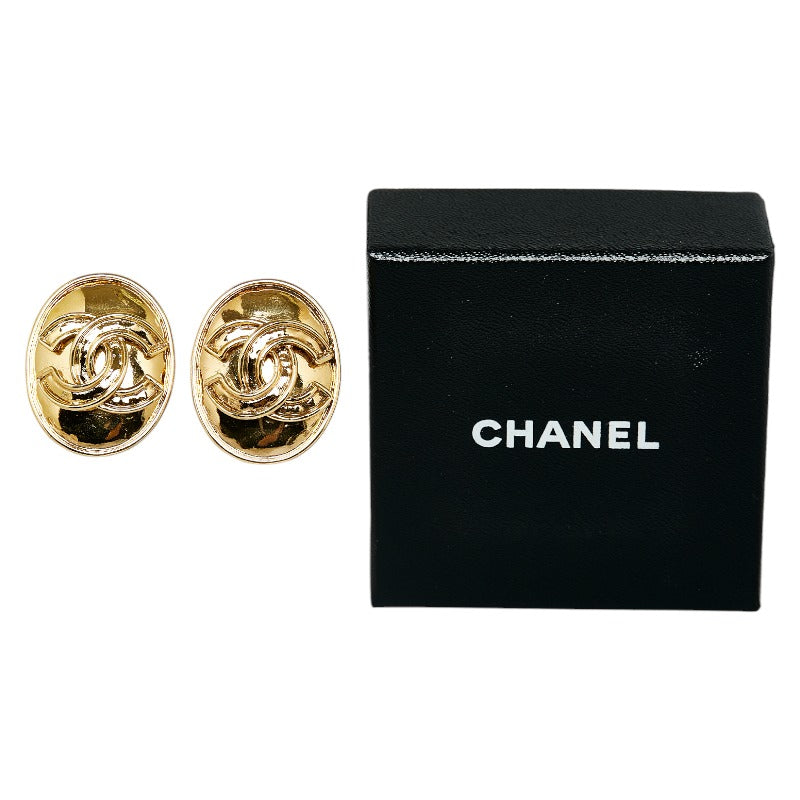 Chanel Vintage Cocomark 橢圓形耳環 Gold Ladies Chanel