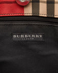 Burberry Check Handbags Red Nylon Leather