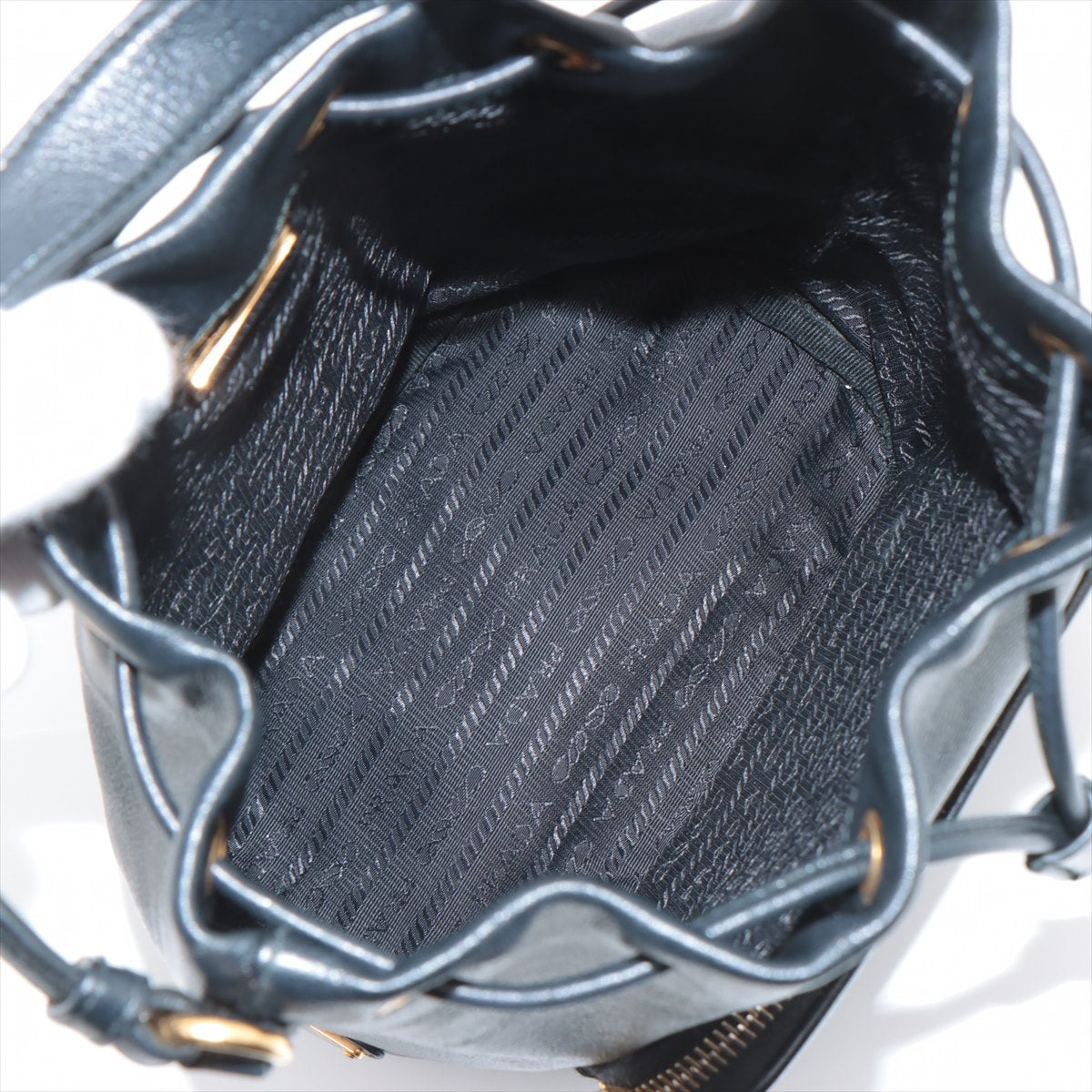 Prada Logo Leather 2WAY Handbag Black